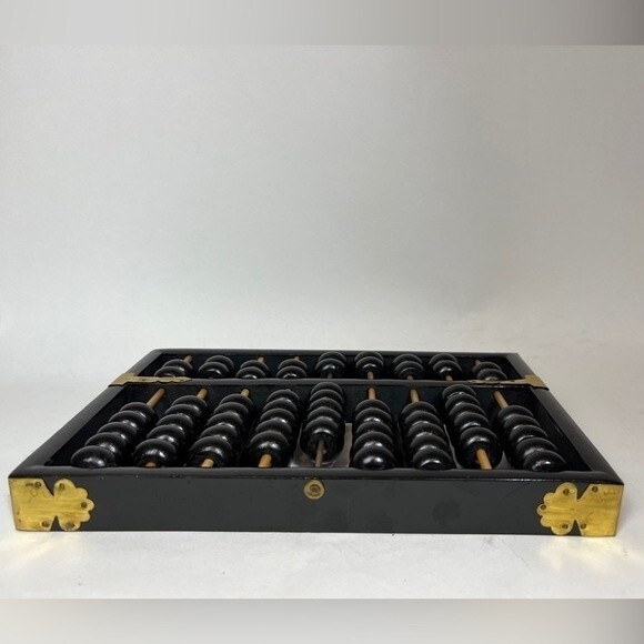 Vintage Wood and Brass Abacus Lotus Flower Brand People’s Republic of China - Picture 7 of 9